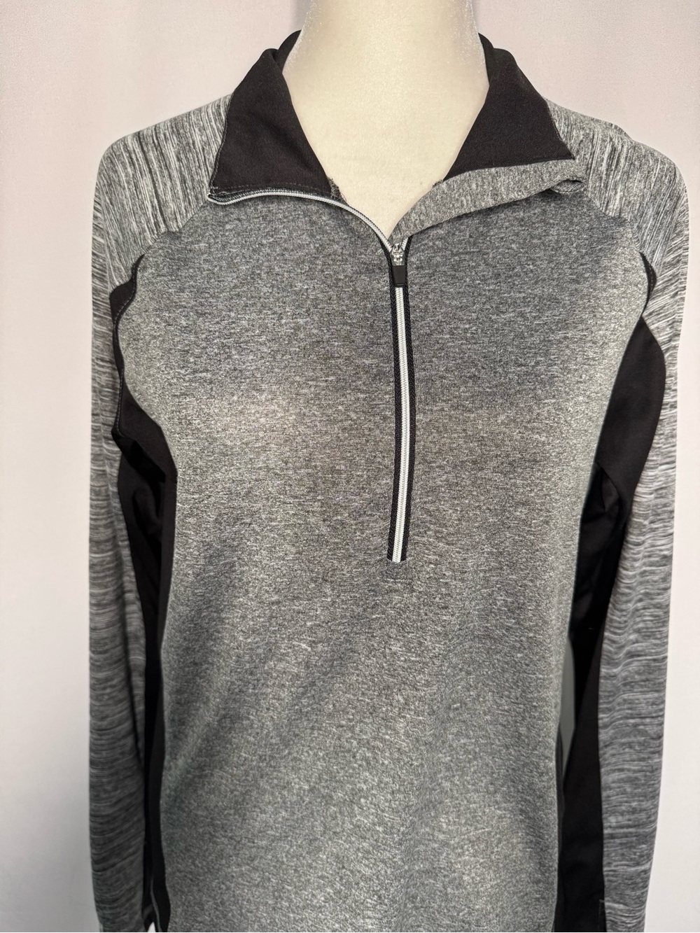 ❤️3/$30 Danskin Now Women’s Dri-More 1/4 Zip Pullover Grey Space Dye Black - M